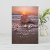 Sunset Beach Seashell Fotoviering van het leven Bedankkaart (Staand voorkant)