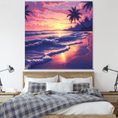 Sunset Beach Serenity Canvas Afdruk (Insitu (Slaapkamer))