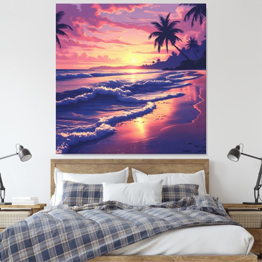 Sunset Beach Serenity Canvas Afdruk (Insitu (Slaapkamer))