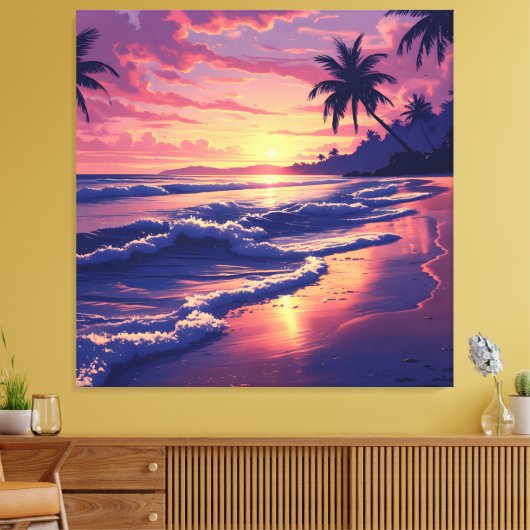 Sunset Beach Serenity Canvas Afdruk (Insitu (Woonkamer))
