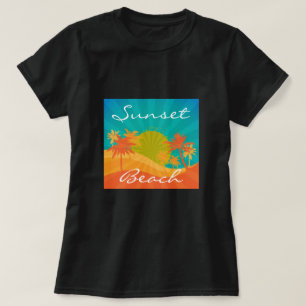 Sunset Beach slogan tropisch retro-surf design T-shirt