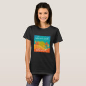 Sunset Beach slogan tropisch retro-surf design T-shirt (Voorkant volledig)