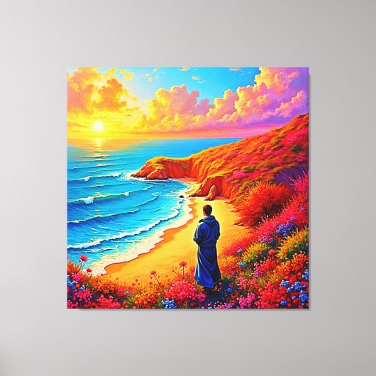 Sunset Beach Solitude Serenity Design Canvas Afdruk (Voorkant)