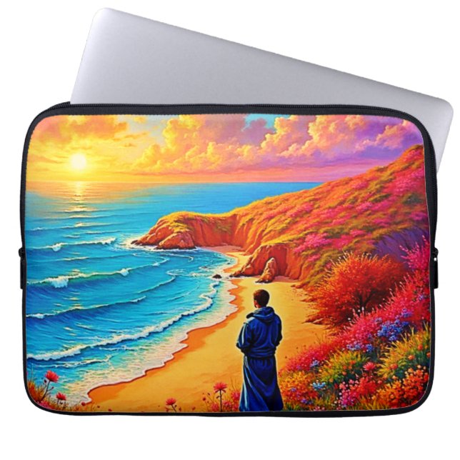 Sunset Beach Solitude Serenity Design Laptop Sleeve (Voorkant)