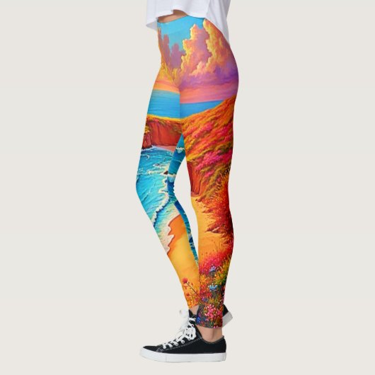 Sunset Beach Solitude Serenity Design Leggings (Links)