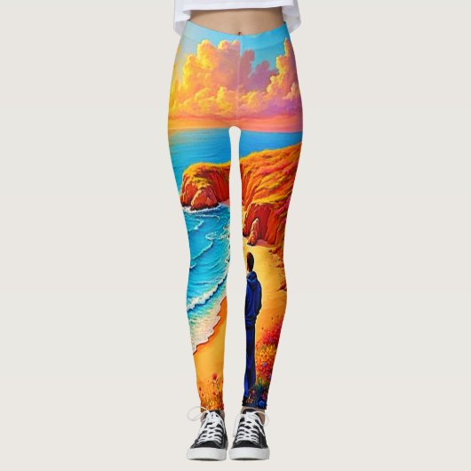 Sunset Beach Solitude Serenity Design Leggings (Voorkant)