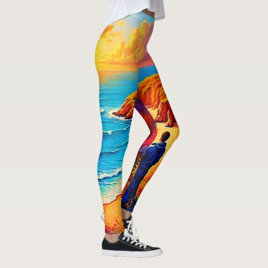 Sunset Beach Solitude Serenity Design Leggings (Rechts)