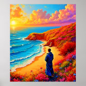 Sunset Beach Solitude Serenity Design Poster (Voorkant)