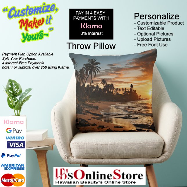 Sunset Beach Square Polyester Grote Kussen 1 (Sunset Beach Square Polyester Large Pillow 1.)