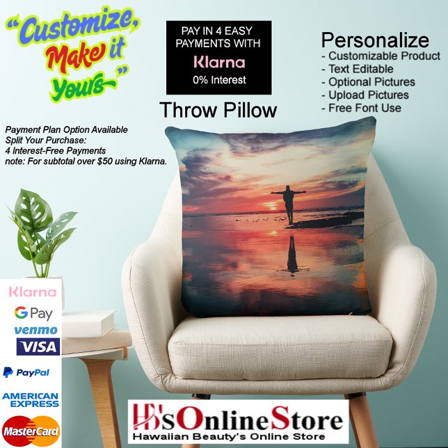 Sunset Beach Square Polyester Grote Kussen 34 (Sunset Beach Square Polyester Large Pillow 34.)