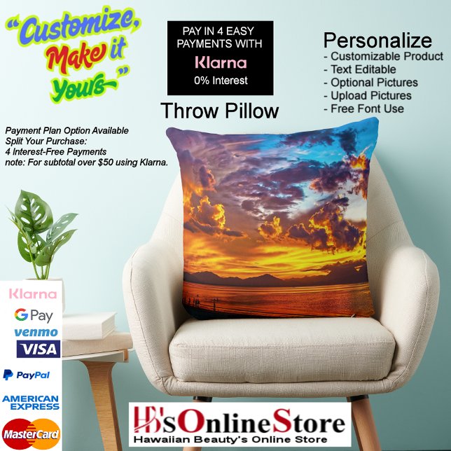Sunset Beach Square Polyester Grote Kussen 5 (Sunset Beach Square Polyester Large Pillow 5.)