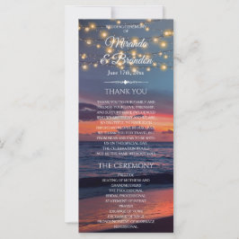 Sunset Beach String Light Summer Wedding Programme
