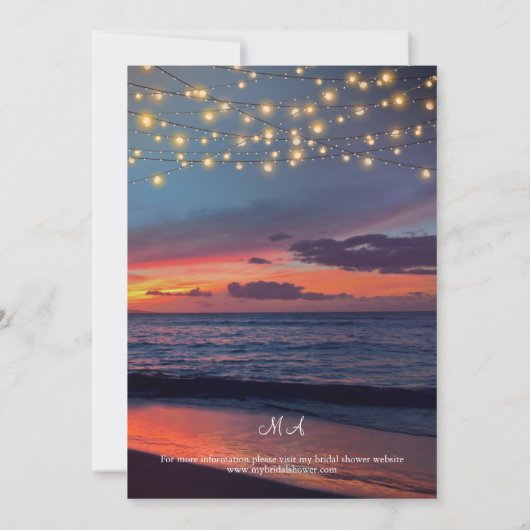 Sunset Beach String Lights Summer Vrijgezellenfees Kaart (Achterkant)