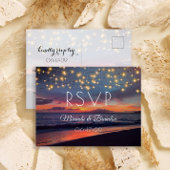 Sunset Beach String Lights Summer Wedding RSVP Briefkaart