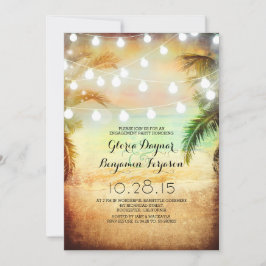 Sunset Beach & String Lights verlovingsfeest Kaart