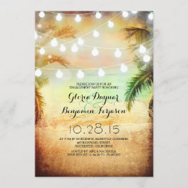 Sunset Beach & String Lights verlovingsfeest Kaart