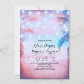 Sunset Beach & String Lights verlovingsfeest Kaart (Voorkant)