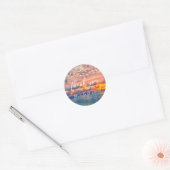 Sunset Beach String Lights Wedding Ronde Sticker (Envelop)