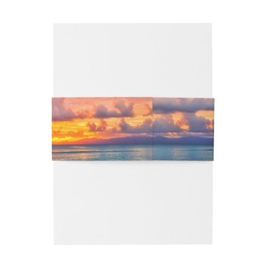 Sunset Beach String Lights Wedding Uitnodigingen Wikkel (Achterkant Voorbeeld)