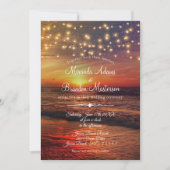 Sunset Beach String Lights Zomer bruiloft ceremoni Kaart (Voorkant)