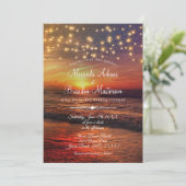 Sunset Beach String Lights Zomer bruiloft ceremoni Kaart (Staand voorkant)