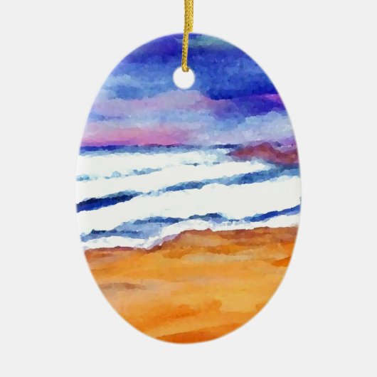 Sunset Beach Surf Ocean Waves Decor Gifts Art Keramisch Ornament (Voorkant)