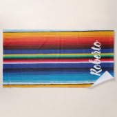 Sunset Beach Surfing Custom Name Strandlaken (Voorkant)