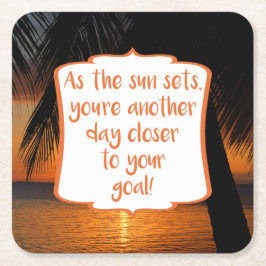 Sunset Beach Thema Doel Aanmoediging Kartonnen Onderzetters