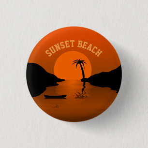 Sunset Beach Tropical Art Ronde Button 3,2 Cm