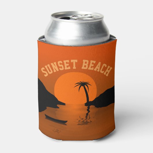 Sunset Beach Tropical Oranje Art Blikjeskoeler (Blikje Voorkant)