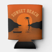 Sunset Beach Tropical Oranje Art Blikjeskoeler (Achterkant)