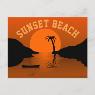 Sunset Beach Tropical Oranje Art Briefkaart