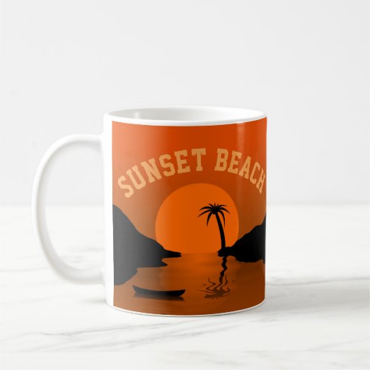 Sunset Beach Tropical Oranje Art Koffiemok (Links)