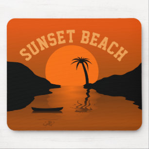 Sunset Beach Tropical Oranje Art Muismat