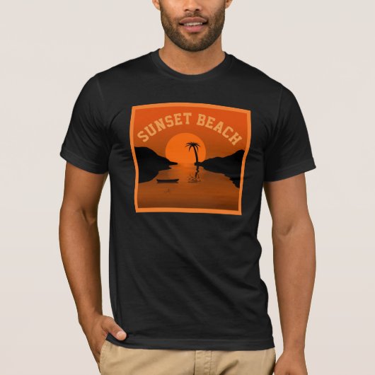 Sunset Beach Tropical Oranje Art T-shirt (Voorkant)