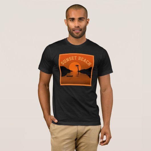 Sunset Beach Tropical Oranje Art T-shirt (Voorkant volledig)