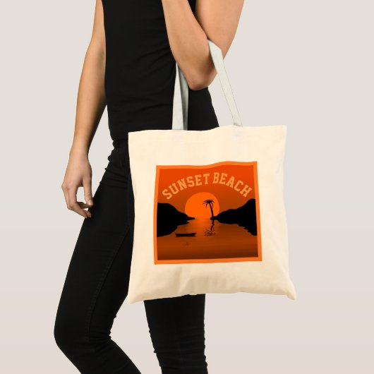 Sunset Beach Tropical Oranje Art Tote Bag (Voorkant (product))