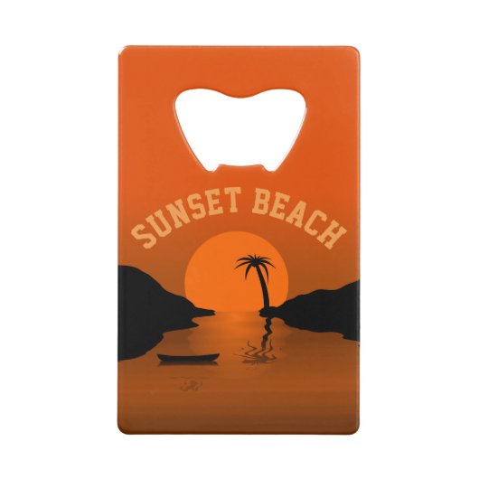 Sunset Beach Tropical Oranje Sunset Creditkaart Flessenopener (Voorkant)