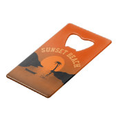 Sunset Beach Tropical Oranje Sunset Creditkaart Flessenopener (Voorkant Gekanteld)