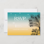 Sunset Beach Tropical Palm Trees Wedding Kaart (Voorkant)