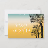 Sunset Beach Tropical Palm Trees Wedding Kaart (Achterkant)