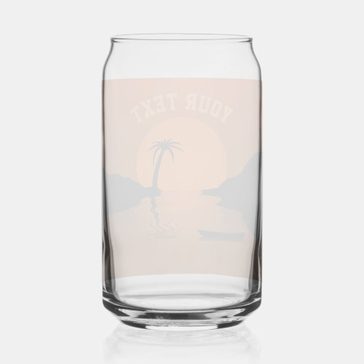 Sunset Beach Tropisch Sinaasappel Aangepaste tekst Blikvorm Glas (Voorkant)