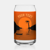 Sunset Beach Tropisch Sinaasappel Aangepaste tekst Blikvorm Glas (Achterkant)