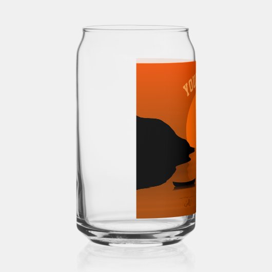 Sunset Beach Tropisch Sinaasappel Aangepaste tekst Blikvorm Glas (Links)