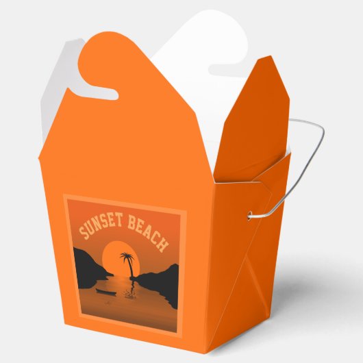 Sunset Beach Tropisch Sinaasappel Bedankdoosjes (Geopend)