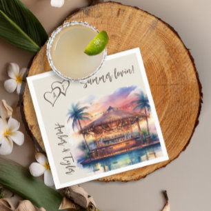 Sunset Beach Trouwzwembad Bar Cocktail Servet