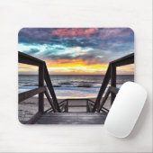 Sunset Beach Uitzicht from Rustic Wood Deck Muismat (Met muis)