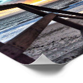 Sunset Beach Uitzicht from Rustic Wood Deck Poster (Hoek)