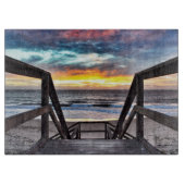 Sunset Beach Uitzicht from Rustic Wood Deck Snijplank (Voorkant)