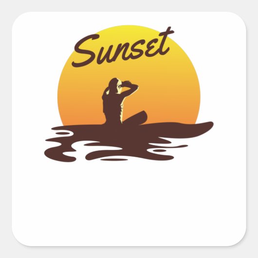 Sunset Beach Vierkante Sticker (Voorkant)